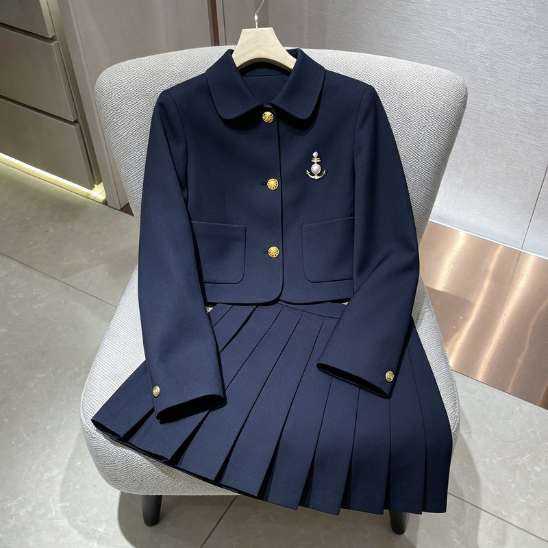 Miu Style Retro College Suit 2026 Autumn New Korean Style Elegant Blazer Slimming Pleated Skirt Two-Piece Set Miu Style Retro College Suit 2026 Autumn New Korean Style Elegant Blazer Slimming Pleated Skirt Two-Piece Set