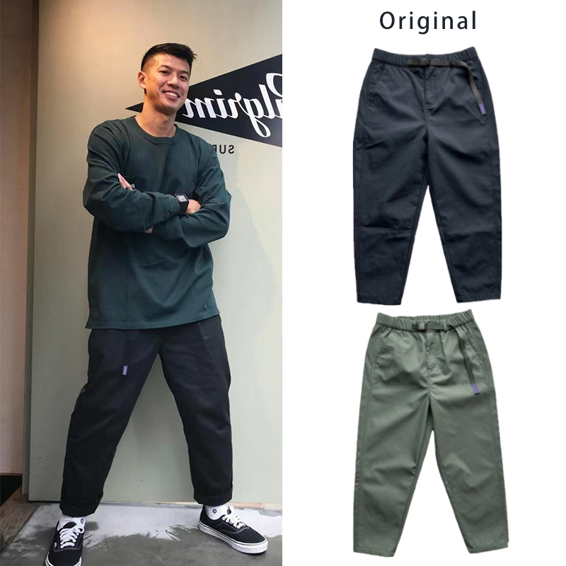 Wang Xinkai Style Trendy Workwear Pants for Men, Loose Fit, Elastic Waist, Plaid Straight-Leg Silhouette, Slightly Tapered, Three-Dimensional Casual Pants