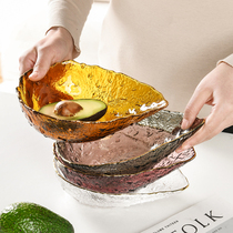 Japanese gold-edged hammer glass bowl home transparent creative cute dessert fruit salad bowl cutlery Net red ins
