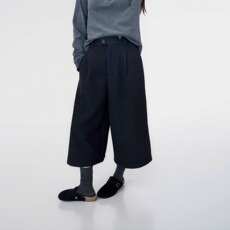 大码裤装 羊毛呢八分西装裤款女2025冬季新款高级显瘦加绒加厚小个子阔腿裤 No brand