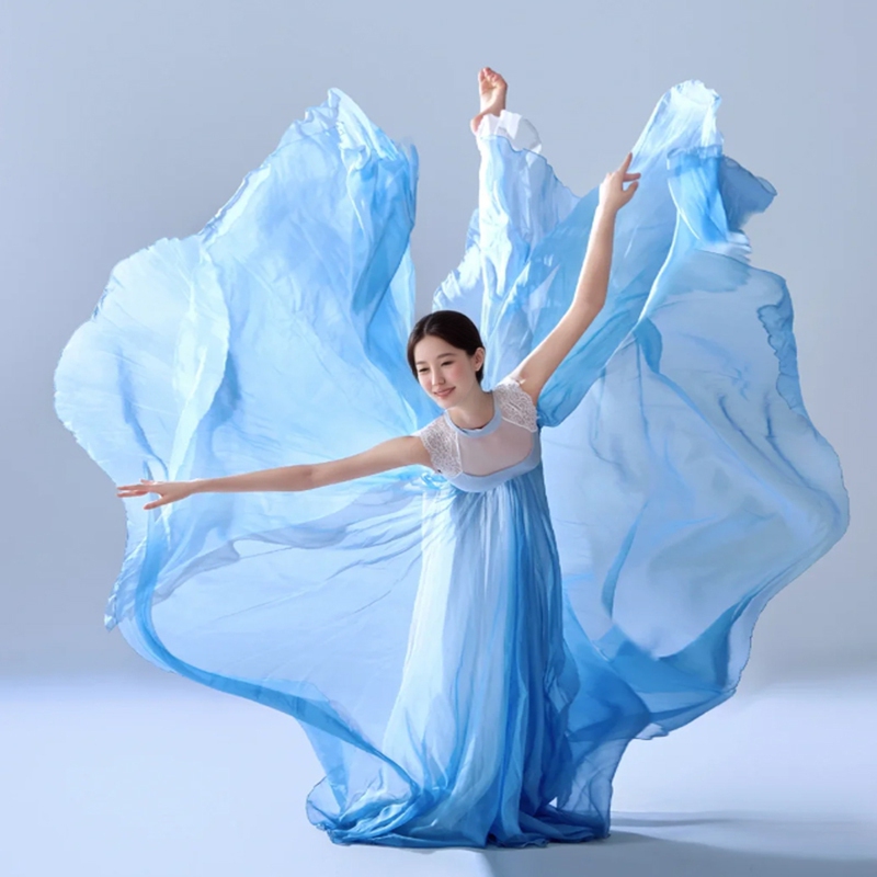 Dream Dance Large Swing Skirt 1080 Degree Classical Dance Sea and Sky Performance Costume Chinese Dance Practice Long Skirt for Women
