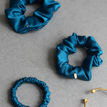 New Peacock Blue Silk Hairband 19 Mmm Hair Rope Mulberry Silk High-end Handmade Hair Decoration Customized