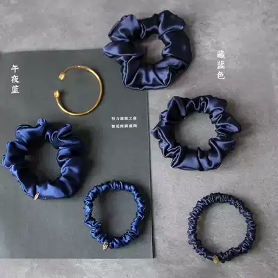 Tibetan Blue Series midnight blue heavy silk Hairband Hairband mulberry silk high end handmade hair accessories custom