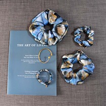 Monai Garden Retro Oil Painting Beauty 6A Grade Silk Hairband 19 Mumi Gray Blue Morandi Color Hair Accessories