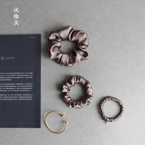 Elegant premium calm gray series heavy silk Hairband Morandi color handmade high-end hair accessories customized