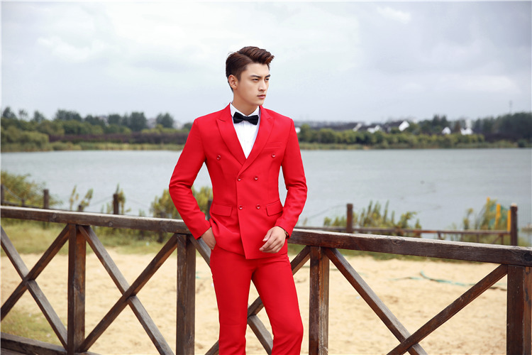 Bộ đồ vest nam khí chất chủ nhà biểu diễn sân khấu Slim Studio ảnh cưới tay áo dài đôi ngực shop quần áo nam