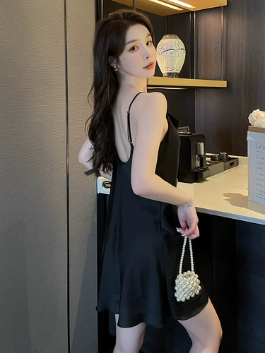 Сексуальная летняя пижама, шелковая юбка, тонкое короткое платье-комбинация, 2024 года