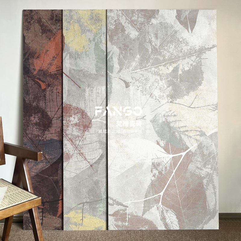 Fange Barcelona Micro-Matte Tiles with Vintage Dark Leaf Pattern Art for Guesthouse Bathroom Background Wall Tiles