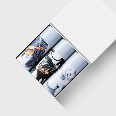 个性透气纯棉男士平角内裤3条装