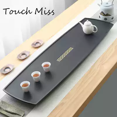 TOUCH MISS black gold stone tea tray Light luxury modern household meeting drainage tea set Tea sea stone large tray