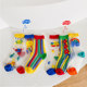 Summer ultra-thin rainbow socks trendy for boys and girls, ເດັກ​ນ້ອຍ style Korean style glass silk crystal mid-calf socks , ຖົງຕີນກາຕູນເດັກນ້ອຍ