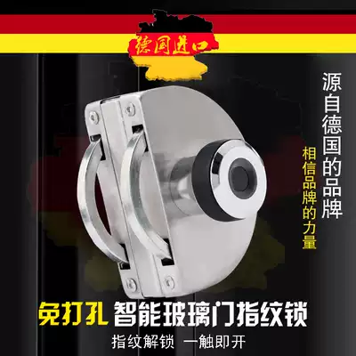 Punch-free glass fingerprint lock Stainless steel single and double door smart lock Shopping mall store central door lock key-free