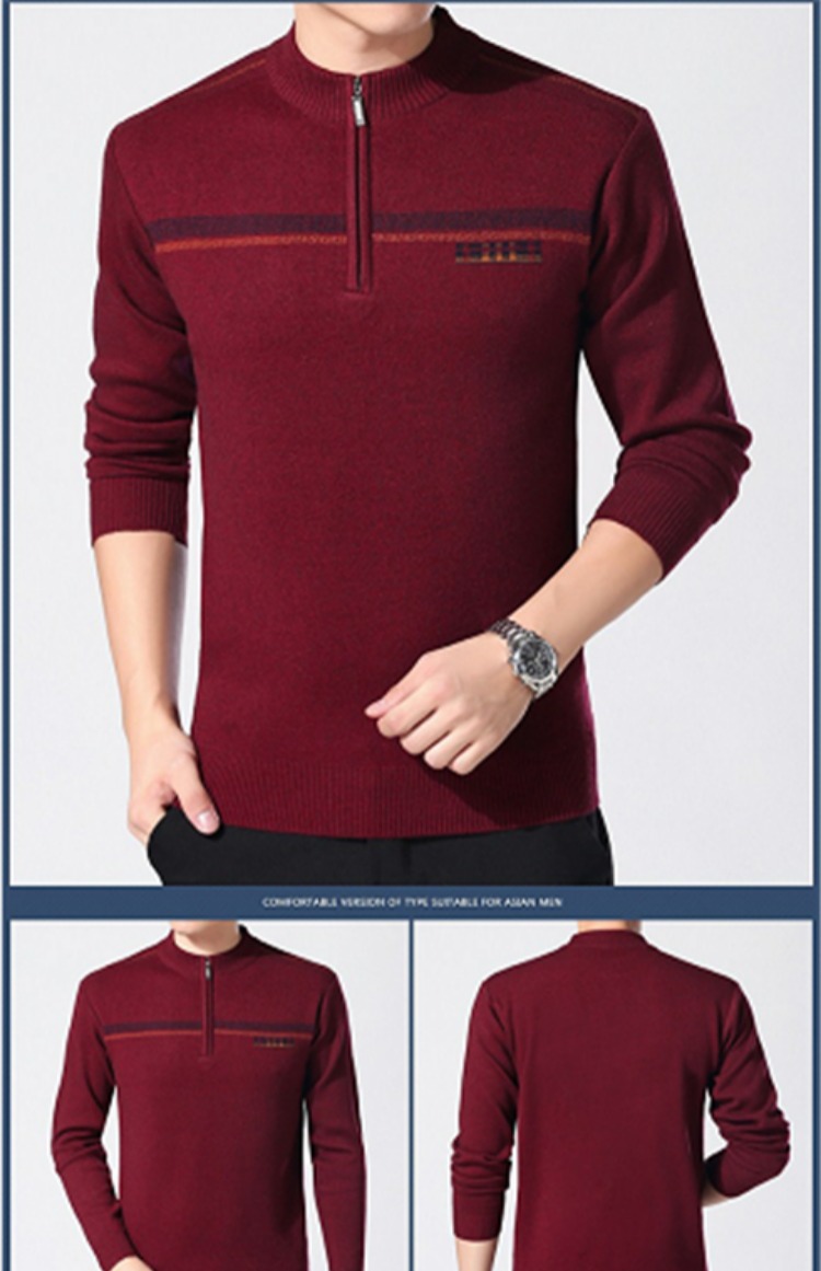 Mùa thu và mùa đông mẫu trung niên nam nửa cao cổ áo len dây kéo dày ấm áp ấm áp cha dệt kim áo len cashmere áo khoác jean nam