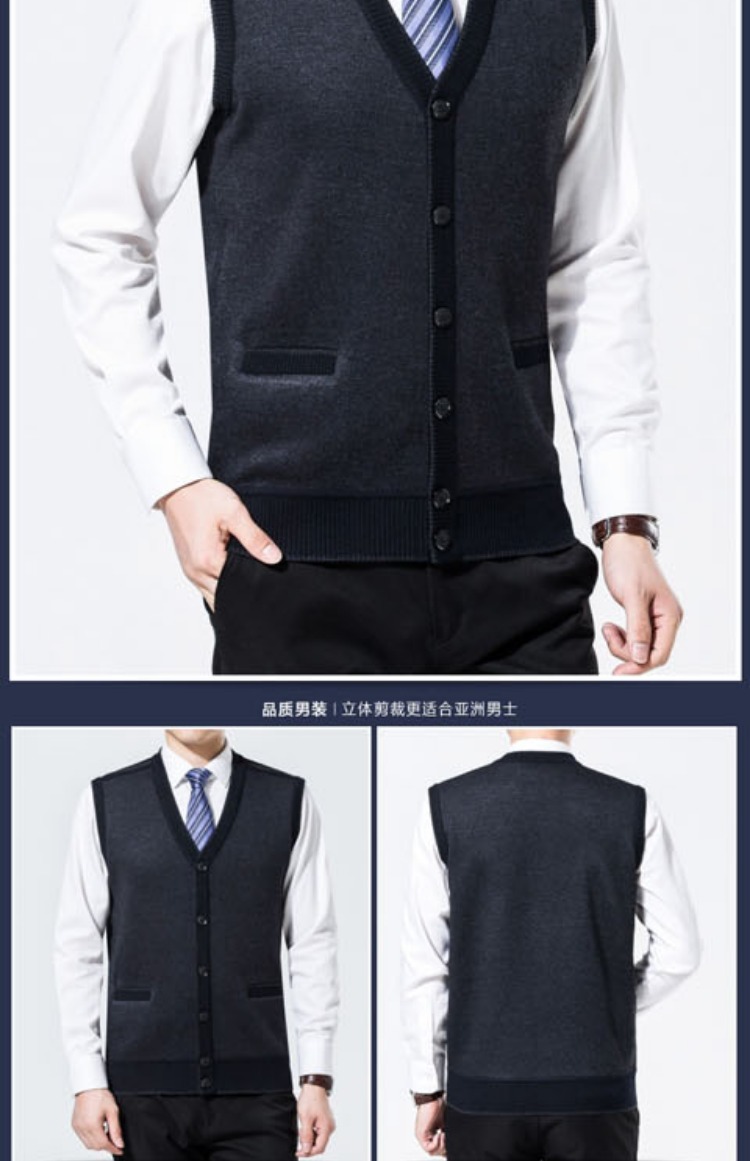 Mùa thu và mùa đông nam trung niên cộng với nhung dày ấm áp đan tay áo len vest vest cha len áo len khoác mỏng