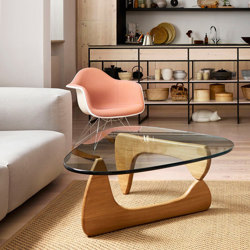 Designer furniture minimalist Noguchi coffee table creative glass living room solid wood triangle shaped wooden small apartment
