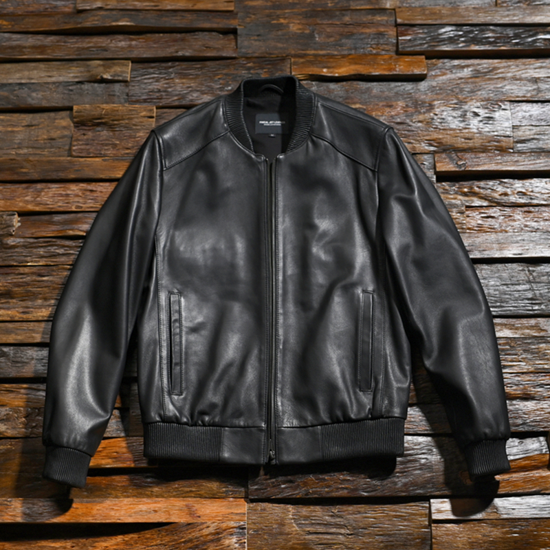 2021 Remade version New pint men's clothing Sheep Leather Full Leather Thread Baseball Jacket Genuine Leather Leather Clothing Spring Autumn