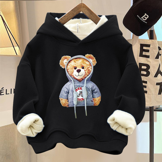 Plus velvet thick boys sweater girls warm top trendy baby foreign style 2022 autumn and winter new children's bottoming shirt