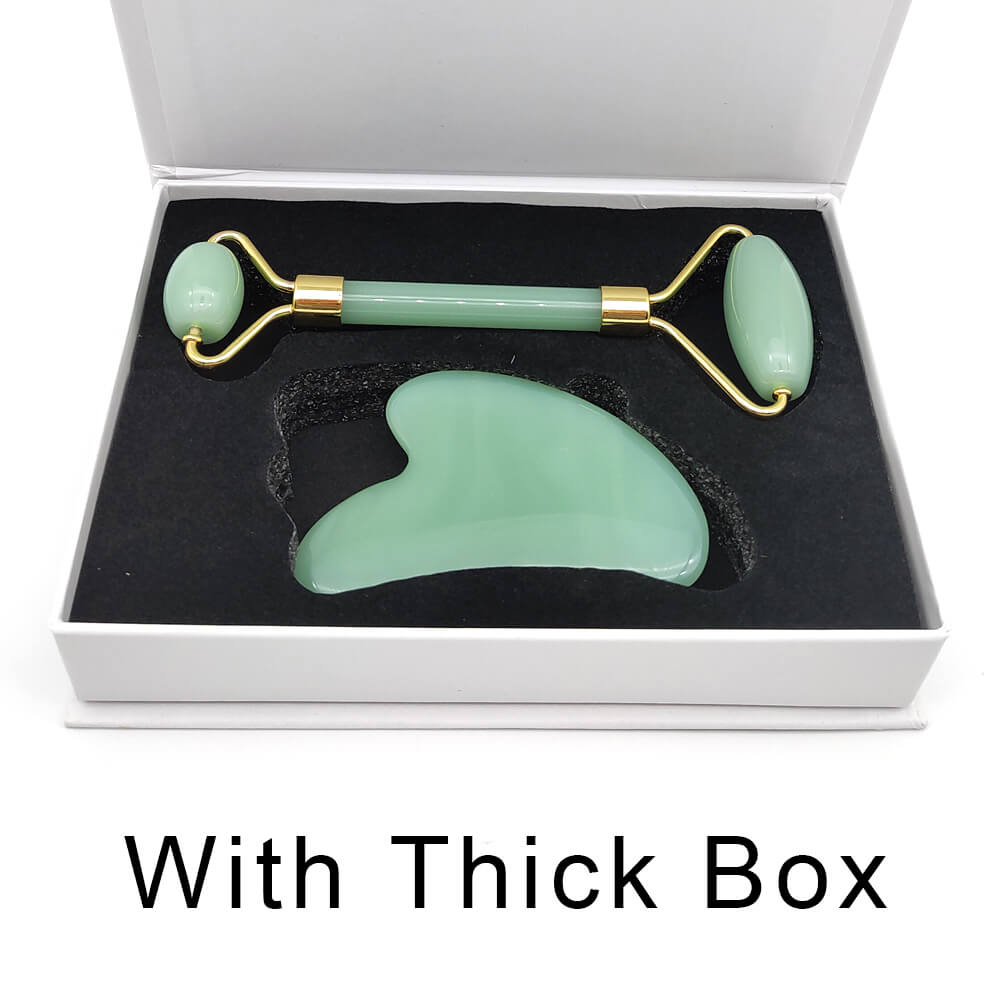 Green&2Jade   Roller   Facial   Face   Jade   Massage   Roller   Rose   Quartz   Scra
