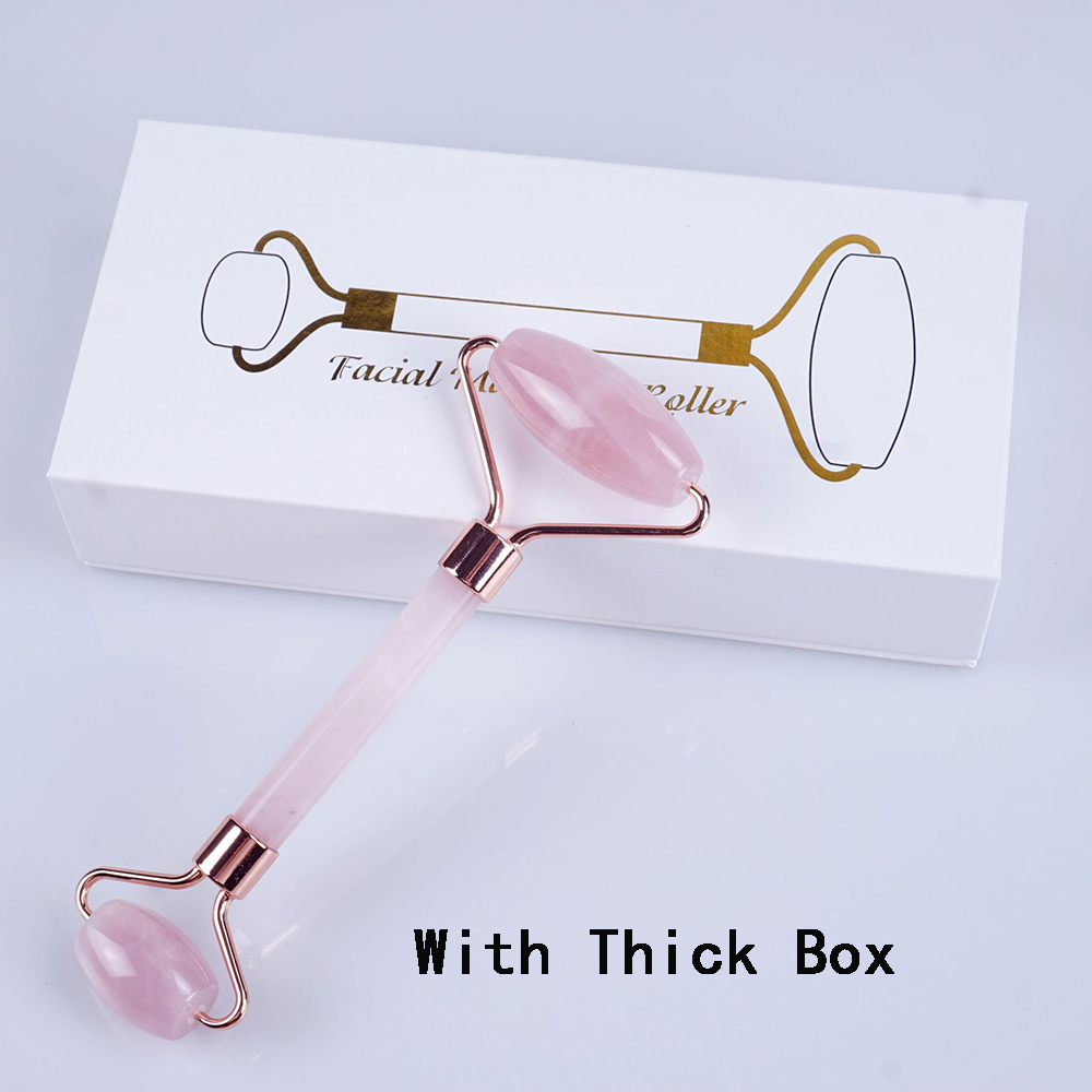 Pink&3Jade   Roller   Facial   Face   Jade   Massage   Roller   Rose   Quartz   Scra