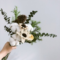 Dried flowers Pine cones cotton Eucalyptus leaves dried flowers Nordic style ins small fresh home decoration ornaments wall hanging bouquet