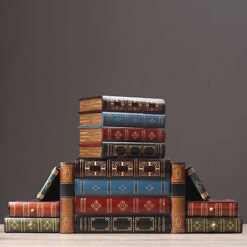 Nordic antique wood decorative fake book jewelry box simulation book storage box display props creative ornament props