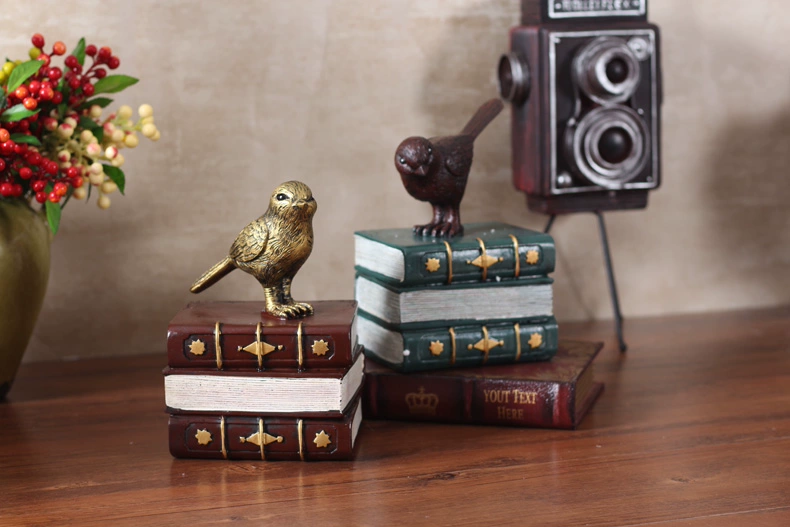 Châu Âu retro nhựa thủ công nghiên cứu phòng khách trang trí bàn trang trí chim cuốn sách cuốn sách của bookends