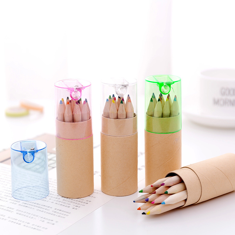 Log Silo Fitted Colored Pencil Learning Stationery Items Children Small Gift Ground Push Sweep Code Advertising Logo Customisation