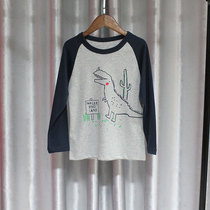 2021 new boy cotton soft color color round neck pullover base shirt baby dinosaur long sleeve knitwear