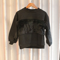 Mule brand spring and autumn winter Korean double round neck pullover childrens stitching plush sweater embroidery letter sweater