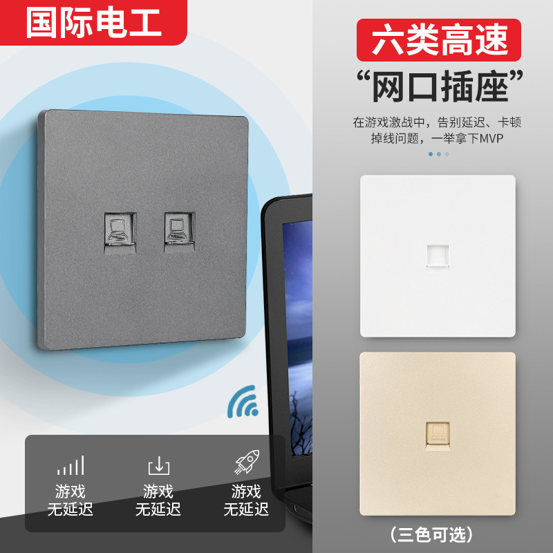 International Electrician 86 Type of concealed 6 Type one thousand trillion Single-port Double-port 6 Type of computer Network route Internet broadband socket Panel
