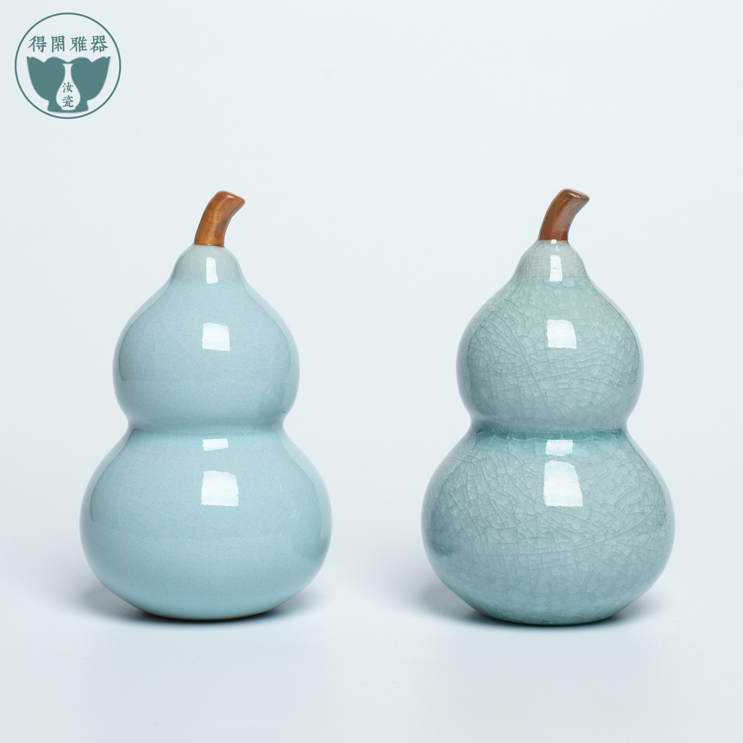 Dexianya celestial green egg green glazed small gourd Origin Ruzhou Ru Kiln official porcelain Chinese Zen tea pet small ornaments