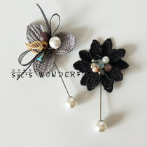 Simple one-character pin brooch retro embroidery flowers for men and women corsage jacket accessories handmade long pin buckle