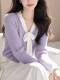 Authentic Brother's new 2026 spring and autumn gentle temperament purple wool sweater unique western style sweater top