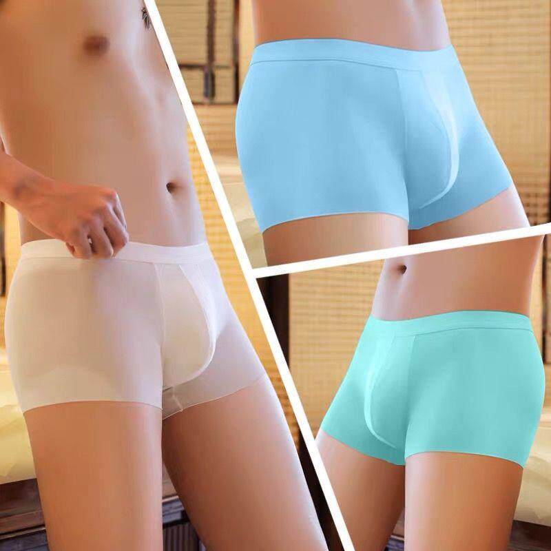 Summer men's soil briefs 2021 New ice-wire four-corner pants ultra-thin breathable underpants No-scratched four-corner pants mid-waist