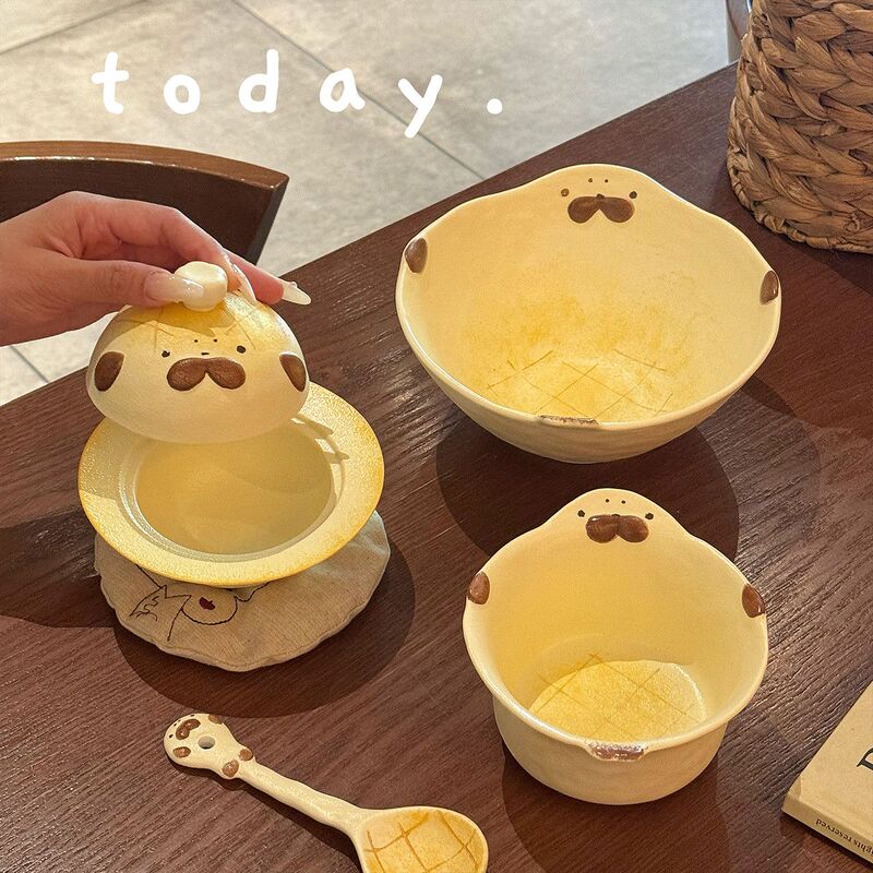 Cute Pineapple Seal Bowl, Ceramic Beautiful Tableware, Rice Bowl, Creative Salad Bowl, Fruit Bowl, Soup Bowl, Yogurt Bowl, Rice Bowl
