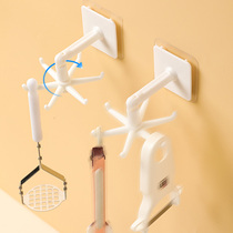 Free rotation 6-head adhesive hook household multifunctional kitchen cooker spoon shovel storage bathroom wall Wall Wall