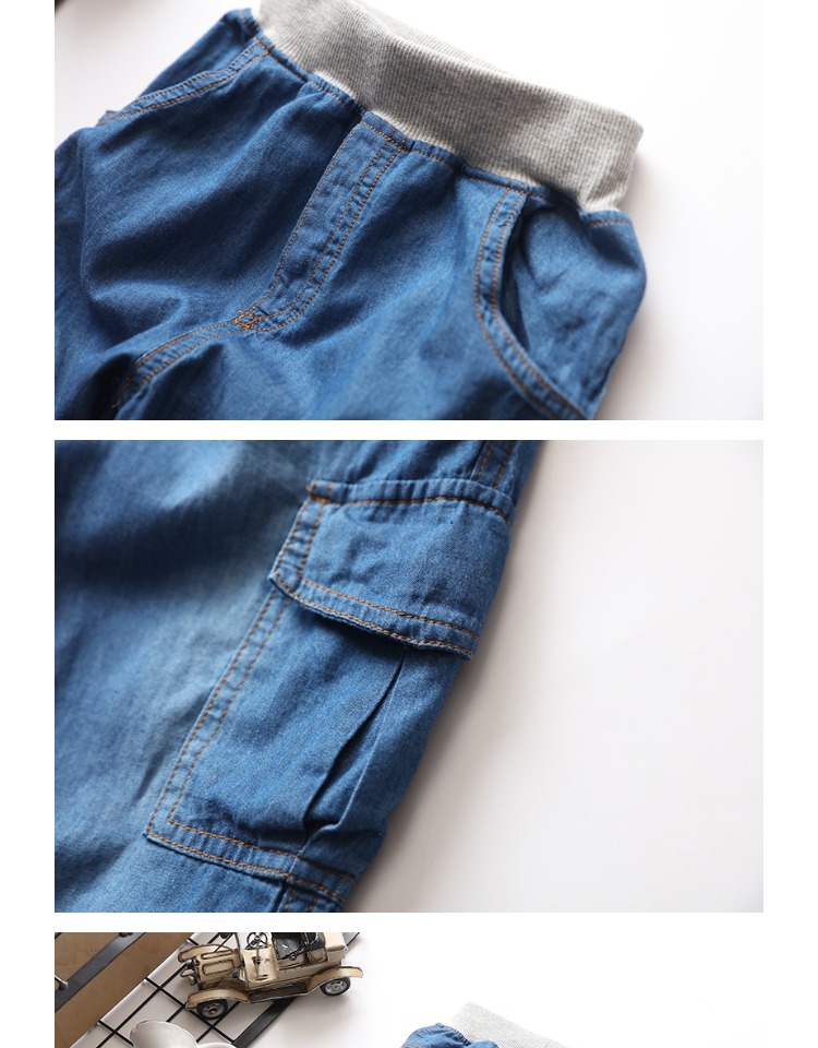 Quần chống muỗi cho bé trai mùa xuân và mùa hè mẫu quần jean cotton dài quần mỏng bé trai béo bé lỏng điều hòa quần - Quần jean quần jean lót lông trẻ em
