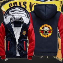 Guns N Roses Guns N' Roses Guns N' Roses Thickened Sweatshirt Autumn and Winter Plush Clothes Hooded Jacket