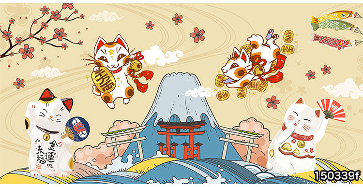 壁紙壁纸墙纸壁贴墙贴居家翻新和風日式餐廳裝飾招財貓壁紙個性日本裝修風格壁畫壽司料理店墻紙 露天拍賣