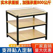 Supermarket promotion table pile top shelf three layers pile milk oil pile grain and oil display rack steel wooden gift special price table