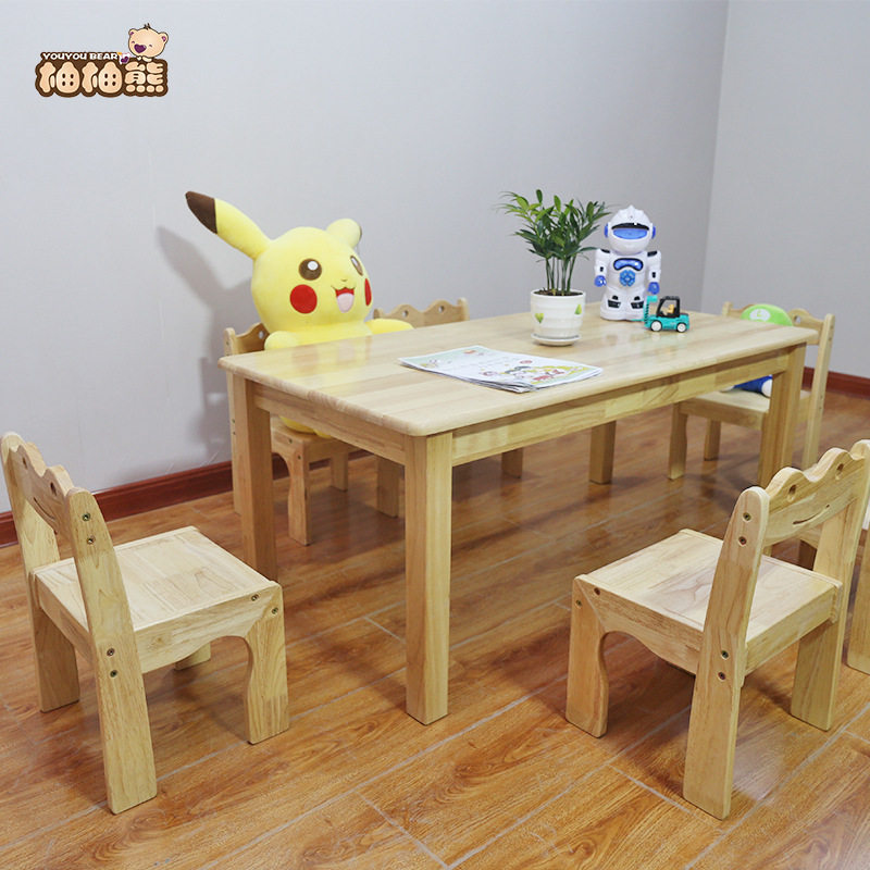 Kindergarten table chair Solid wood children's tablesToy table Baby learning table drawing