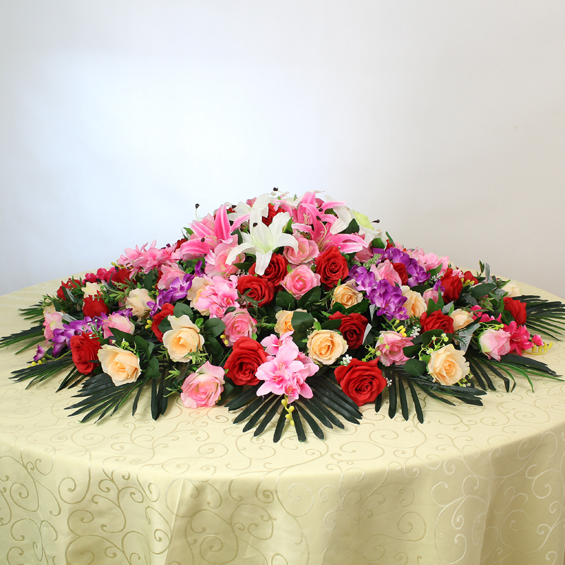 Hotel Roundtable Turntable Emulation Flower Dining Hall Desktop Middle Decoration Flower Round Fake Flower Pendulum Table Flower Pendulum Flowers