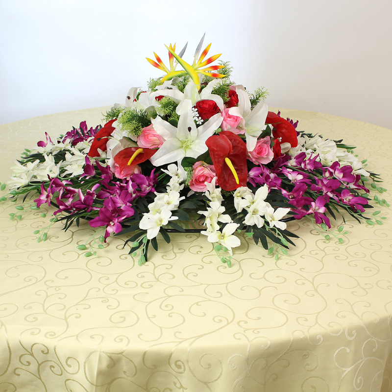 Hotel Large Round Table Middle Decoration Flower Table Turntable Pendulum Flowers Round Fake Flower Pendulum Table Terrace Flower Simulation Floral