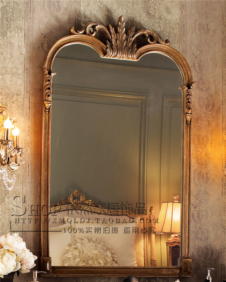 European and American Classical Bathrooms Decorative Mirror Makeup Makeup Mirror Sculpted Mirror Dining Side Mirror Genguan Background Wall Hanging Mirror Customisation