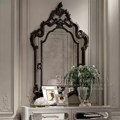 European and American makeup mirror wall hanging wall style background wall makeup mirror carved creative porch mirror dining side decorative mirror