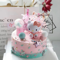 Baking cute cake decoration plug-in ornaments large KT cat doll childrens birthday party dessert dress decoration