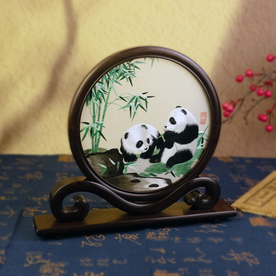 Sichuan Embroidery Handmade Double-Sided Embroidery Panda Ornament Chinese Style Gift for Foreigners Sichuan Chengdu Specialty Souvenir