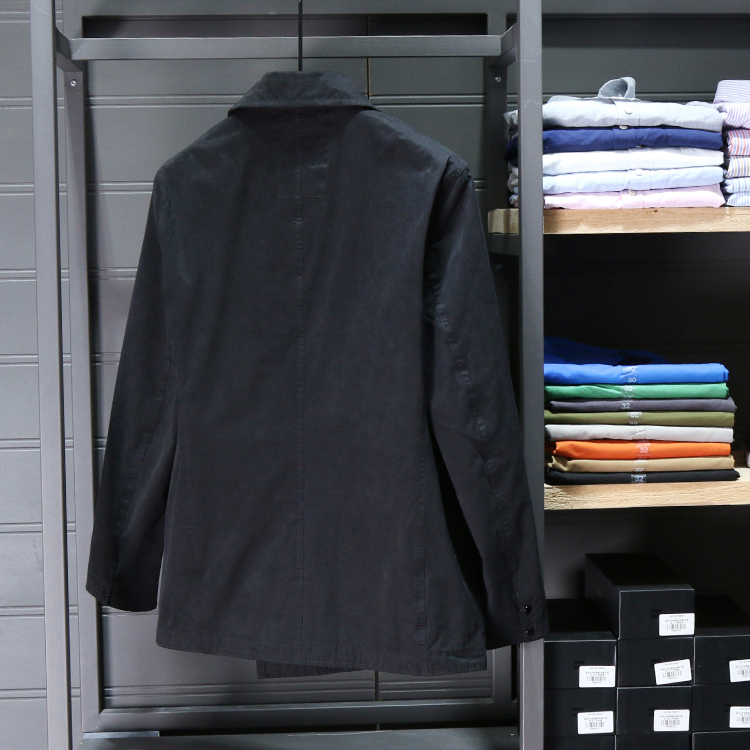 51SHOP Áo khoác nam kiểu Âu và áo hai dây kiểu áo ngực đơn màu đen áo gió dù