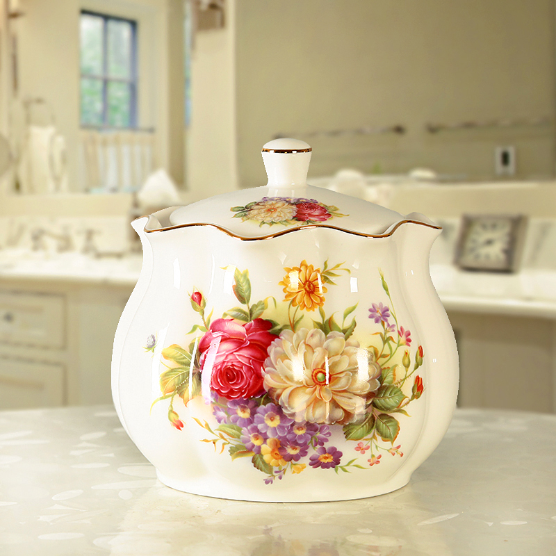 Tea jar sugar jar candy jar ceramic storage jar living room home decoration living room wall cabinet decoration wedding gift