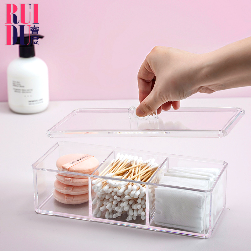 Desktop containing box transparent dust resistant makeup cotton containing cotton stick cartridges cover Makeup Brush Finishing Cosmetic Shelve